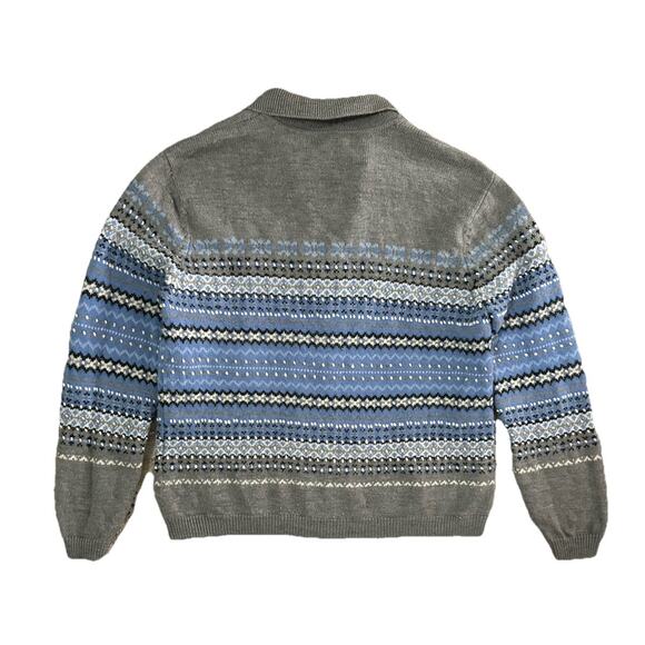 Vintage Talbots Women’s Gray Blue Fair Isle Wool Angora Knit Sweater Full Zip XL - Picture 9 of 9